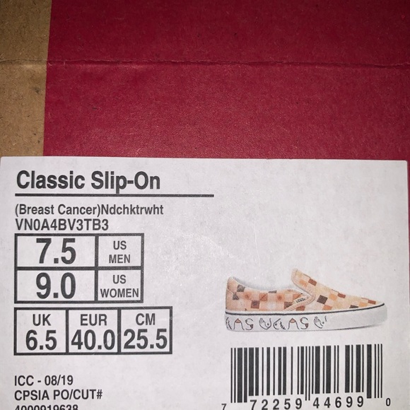 NWT Vans Breast Cancer Slip on Shoes Woman’s 9 - Picture 7 of 7